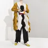 ランレム秋の冬のファッション女性長袖シャツ女性プリーツ非対称コントラストカラーカーディガンWJ20606 201030