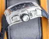Montre mécanique de luxe pour hommes avec boîtier incrusté de diamants Tourbillon automatique Richa Milless Marque Montres Hommes Mouvement Suisse Montres-bracelets