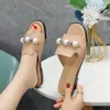 Fashion flat sandals slippers summer round head wide bottom leather half slippers summer luxury slide beach flip flops box