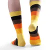 Chaussettes masculines 5 paires de haute qualité mode colorée décontractée drôle drôle hommes grandes taille grille pure ranibow gay coton