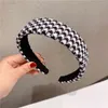 جديد العصرية منقوشة سميكة رباطات hairbands الكلاسيكية الأسود الأبيض houndstooth ليوبارد شعرية شبكات عقال الشعر الأطواق رئيس الحافة AA220323