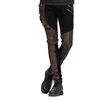 Herrbyxor steampunk vinter män lång jean gotisk hög midja herrbyxor svarta bruna tights bantning gata för malemen's drak22