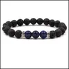 Beaded Strands 7 Chakras Natural Stone Beaded Bracelet Lava Round Beads Bracelets Healing Energy Yoga For M Baby Dhhqf