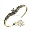Charm Bracelets Jewelry Selling Halloween Retro Bat Spider Web Opening Bracelet Creative Personality Punk Open Alloy Drop Delivery 2021 On27