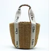 Big Bag Designer Fashion Mifuko Woody L Size Raffia Tote Tote Men and Women Handbag Woven Leather Bucket avec lettres Summer High Quality