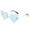 Sunglasses Fashion Designer Rimless Women Men Vintage Love Heart Sun Glasses For Female Punk Flame Frameless UV400