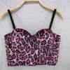 Bustiers korsetter Kvinnors korsett Leopard Velvet Short Tank Top Suspender mångsidig slitage Wild Elastic Steel Ring Wrap Chest for Womenbustier