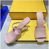 Chinelos de salto alto Designer de moda mais recentes sandálias de salto F para mulheres Sapatos sociais de couro genuíno de alta qualidade 8,5 cm Sandália de salto tamanho americano 4-12 sapato feminino de fábrica