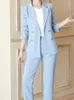 Pontas de duas peças femininas Autumn da primavera feminina elegante Blazer Pant Suits Office Ladies Casual Business 2 Definir