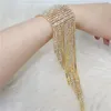 Łańcuch łańcucha Long Tassel Rhinestone Bransoletka biżuteria dla kobiet Wedding Bridal Crystal Oświadczenie Bijoux bransoletki