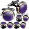 커프스 링크 Hawson Cufflinks and Studs for Men-Fashion Men Vintage 에나멜 탄소 섬유 턱시도 셔츠 세트 Regar Wedding Business Accesso AMUEC