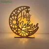 Gift Wrap Wooden Moon Star Pentagram Crafts LED RAMADAN Eid Mubarak Home Decoration OrnamentGift