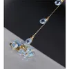 Chains Gypsophila Topaz Necklace Female Gemstones Yellow 18K Gold Color Gemstone Faceted Water Drop JewelryChains