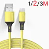 2A Snabb laddningskabel 2m/6ft USB -telefondata Kablar Liquid mjukgummi för mikro Android USB -typ C