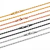 3 mm gedraaide touwkettingen kettingen vervagen nooit 316L roestvrij staal vrouwen choker ketting mode mannen hiphop sieraden zilveren rosé goud zwarte ketting cadeaus 18-24 inches