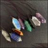 Arts And Crafts Big Natural Stone Pendant Crystal Jewelry Lapis Amethyst Opal Rose Quartz Obsidian Hexagonal Pendu Sports2010 Dhitk