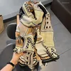 Sciarpe di marca Sciarpa lunga di seta da donna Foulard in cotone e lino Avvolgere i capelli Scialli leggeri con protezione solare Stampa di lettere Bufanda301k