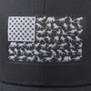 2022 Fashion Black Hats Washed Mesh Back USA Flags Dinosaur Hollow Messy Bun Cotton Baseball Cap Trucker Hat Summer Sun Caps JLE13652