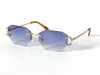 Buffs Sonnenbrillen Vintage Piccadilly unregelmäßige rahmenlose Diamant-Schnittlinsen-Brille Retro Mode Avantgarde Design UV400 Leichte Farbe Dekorative Brillen 0103