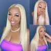 28 30 Inch 13x4 Straight 613 Blonde Human Hair Wigs Bone Straight Synthetic Lace Frontal Wig For Black/White Women