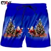 Listan Mens Clothing 3D Tryckt julgran och jultomtenfärgad Casual Man Big Size Shorts 220623