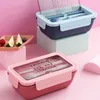 Portable 1100ML Boîte À Lunch En Plastique Bento Case Baguettes Cuillères Microwae Chauffage Étanche Alimentaire Conteneur De Stockage Vaisselle