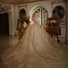 Vestidos de noiva de luxo Apliques de mi￧angas personalizadas de organza e vestido de noiva com mi￧angas de tule de tule