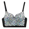 Brillant Débardeur avec Strass Femmes Coloré Recadrée Bustier Festival Vêtements Vintage Femme Y2k Gothique Corset Crop Tops 220514