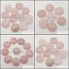 Kunst- en ambachten kunstgeschenken huizentuin 25 mm roze kwarts natuursteen ronde cabochon losse kralen gezicht voor reiki genezing cr dhhii