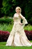 2022 Vintage Gothic Wedding Dresses Princess Corset Back Long Sleeve Garden Wedding Dress Celtic Renaissance Cosplay Boho Bridal Gowns