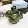 Designer Männer Frauen Marke Flache Plattform Sandalen Aus Echtem Leder Frau Top Qualität Luxus Sandale Slides Flip-Flops Hausschuhe