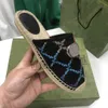 2022 womens colorful platform espadrille slippers 55mm Canvas covered platform sandals espadrilles wedges dust bags size 35-41