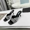 Designer Luxury Sequins Slippers Square Toe Real Leather Sexy Woman Summer Slide Sandales Party Shoes With Box