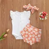 018m Urodzone niemowlę dzieci ubrania chłopców 3pcs Ruffles rękaw Romper Topshigh talia druku