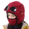 Çocuklar için sıcak kış tutmak için çocuk bombardıman şapkası çocuklar su geçirmez kulak kaput şapkası ile gözlük maskesi serin balaclava261v