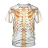 Men's T-Shirts 3D Human Bones Print T-shirt Men 2022 Summer O Neck Short Sleeve Tees Tops Funny Outfit Style Male Clothes Casual