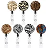 Leopard Badge Reel Keychain Retractable Pull Creativity ID Badges Holder With Clip Office Supplies RRB14947