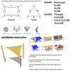 160gsm vattentät markis solskydd solskugga segla för utomhus trädgård strand camping uteplats pool sol tält tält solskydd 220606