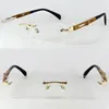 Pure Titanium Wooden Hand Made Rimless Eyeglass Frames Luxury Myopia Rx able Men Women Glasses Spectacles Top Quality 210323203P