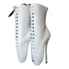 Sorbern witte stiletto ballet laarzen Unisex hoge hakken 18 cm korte laarzen voor vrouwen bdsm schoen sexy fetish aangepaste kleuren
