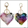 Party Favor Event Supplies Festive Home Garden New Heart Sequin Keychain Key Rings Mothers Day Valentines Christmas Gift For Girls Women R