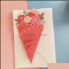 Gratulationskort Event Party Supplies Festive Home Garden Qixi Teachers Day Bouquet Blessing Card Three-Nsional Creative Flower Shape Birthdd