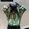 Chandails pour hommes Kapital Japon Style Vintage Tricoté Femmes Et Hommes Pull Vert Imprimé Ras Du Cou Lâche Casual Épaissie Contraste PulloverMen