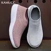 Femmes chaussures plates grande taille 43 respirant maille plate-forme Sneaker sans lacet doux dames chaussures décontractées femme tricot chaussette appartements 220610