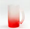 8 ombre kleuren Sublimatie Frosted 16 oz glazen mokken in gradiënt kleur bodem spaties hitte overdracht afdrukken transparante whisky water fles diy cups c0608g02