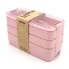 900ml Lunch Box 3 Layer Wheat Straw Bento Boxes Microwave Dinnerware Food Storage Container Lunchbox Eco friendly GCF14413