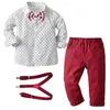 Completo per ragazzo Set di abbigliamento 2 4 6 anni Compleanno Matrimonio Bambino Vestiti per ragazzi Camicia a stella con fiocco + Cintura rossa per bambini Vestito da festa per bambini 220507