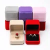 Jewelry Gift Packaging Velvet Ring Box Double Ring Earring Display Case Storage Organizer for Engagement Wedding Birthday