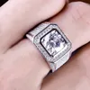 Grande bague en cristal de luxe pour hommes, en argent estampillé 925, originale, à la mode, bijoux de fête de mariage, cadeaux de vacances