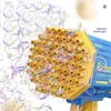 Bolle di bolle di sapone con razzo a bolle elettriche con velo automatico con giocattoli da esterno luminosi leggeri per bambini bambini 220720